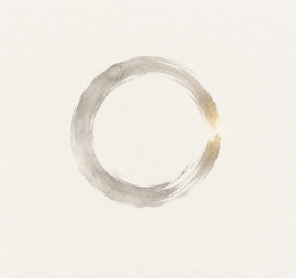 Symboliczna grafika sumi-e kręgu CIRCLE